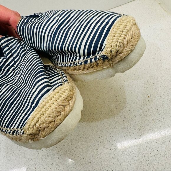 EXE Espadrille Nautical Navy White Striped Marine Shoes Flats  Boho Beachy Sz 41 - Picture 9 of 12